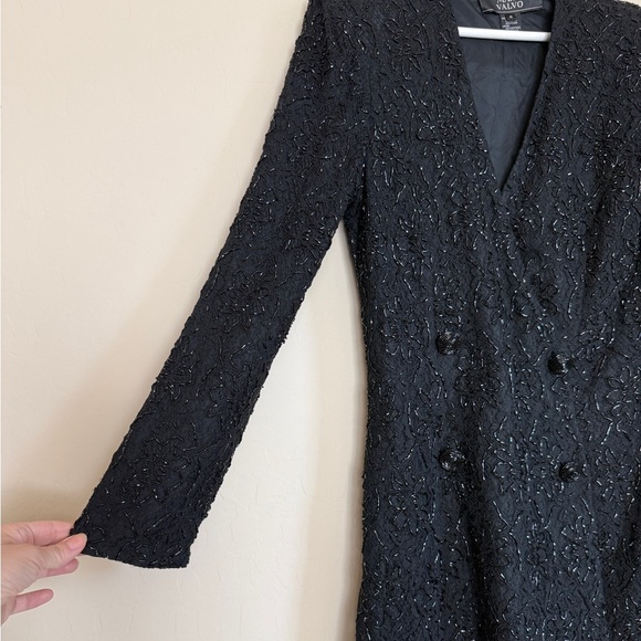 Carmen Marc Valvo Vintage Beaded Lace Double Breasted Blazer Dress Gala Formal - Picture 9 of 11